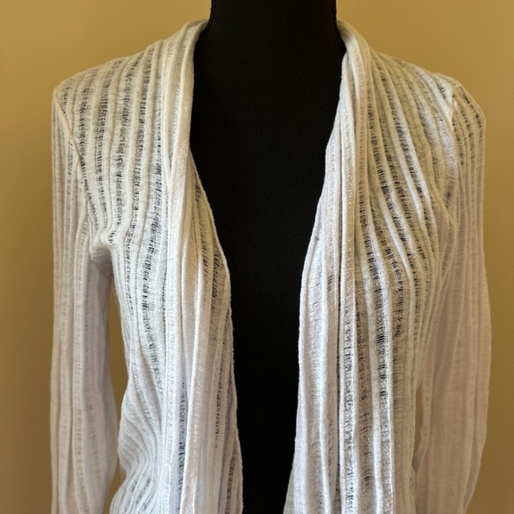 *JM COLLECTION* Petite White Long Sleeve Open-Front Cardigan Sweater Size PM - Picture 2 of 9